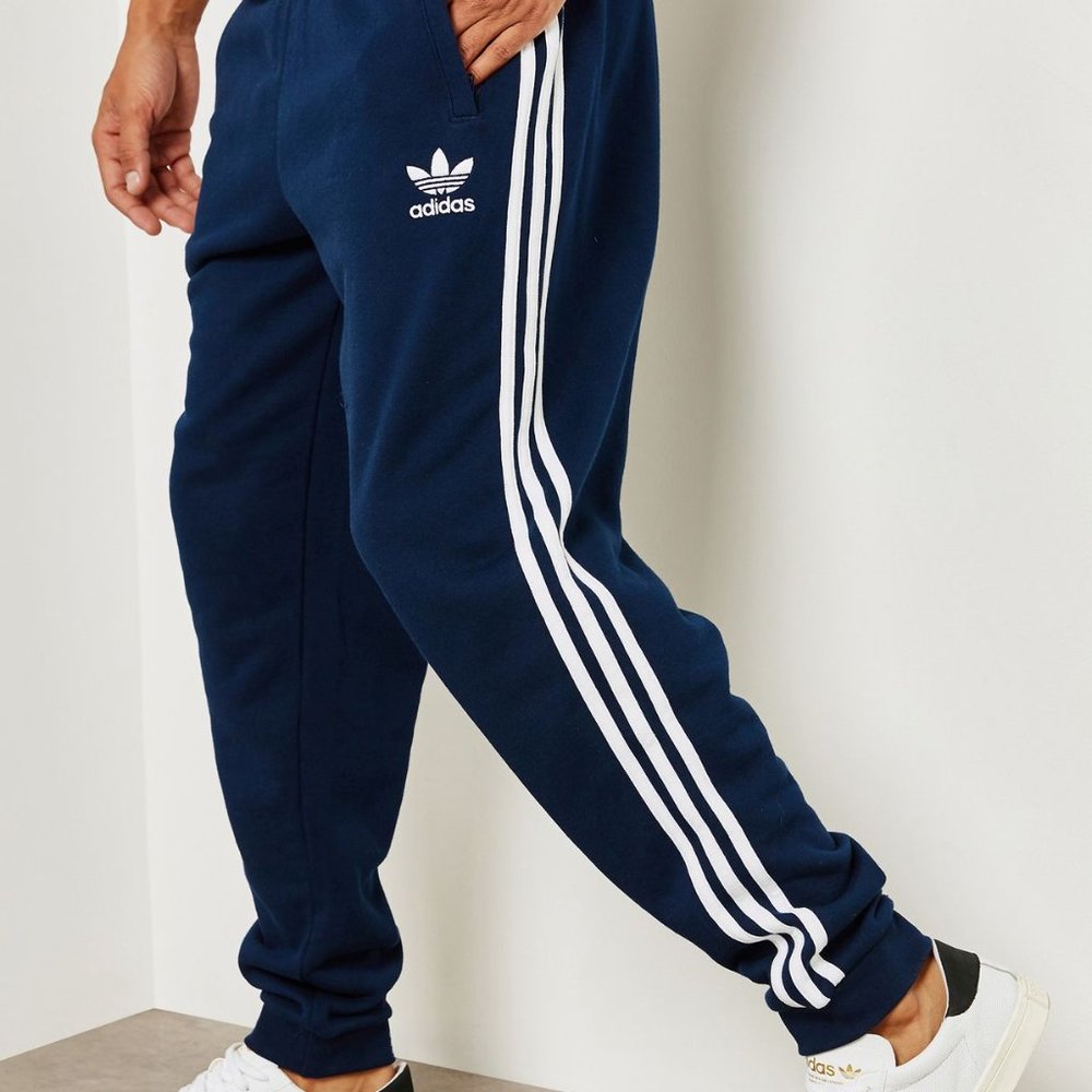 Adidas 3 stripe brand blue joggers Small Trefoil